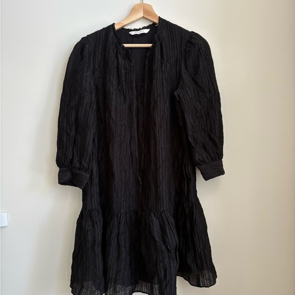 Rebecca Taylor Black 3/4 Sleeve Mini Dress - Size Small - Picture 1 of 7